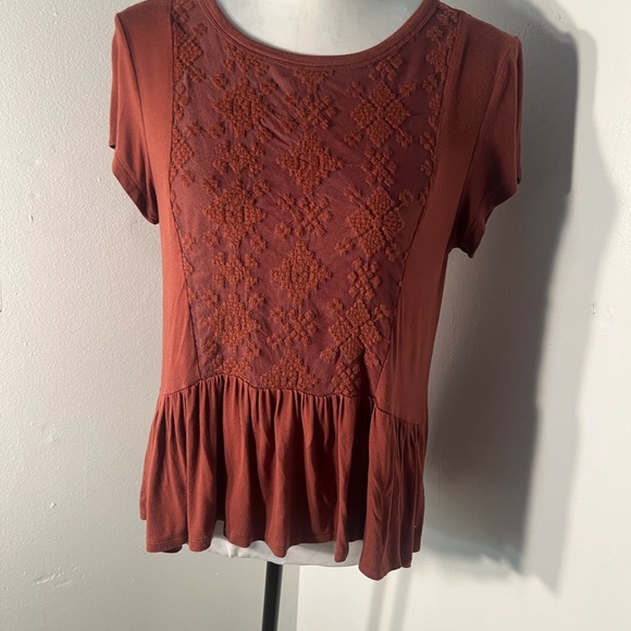 American Eagle outfitters S embroider mesh front with a drop waist ruffle hem - Picture 4 of 6